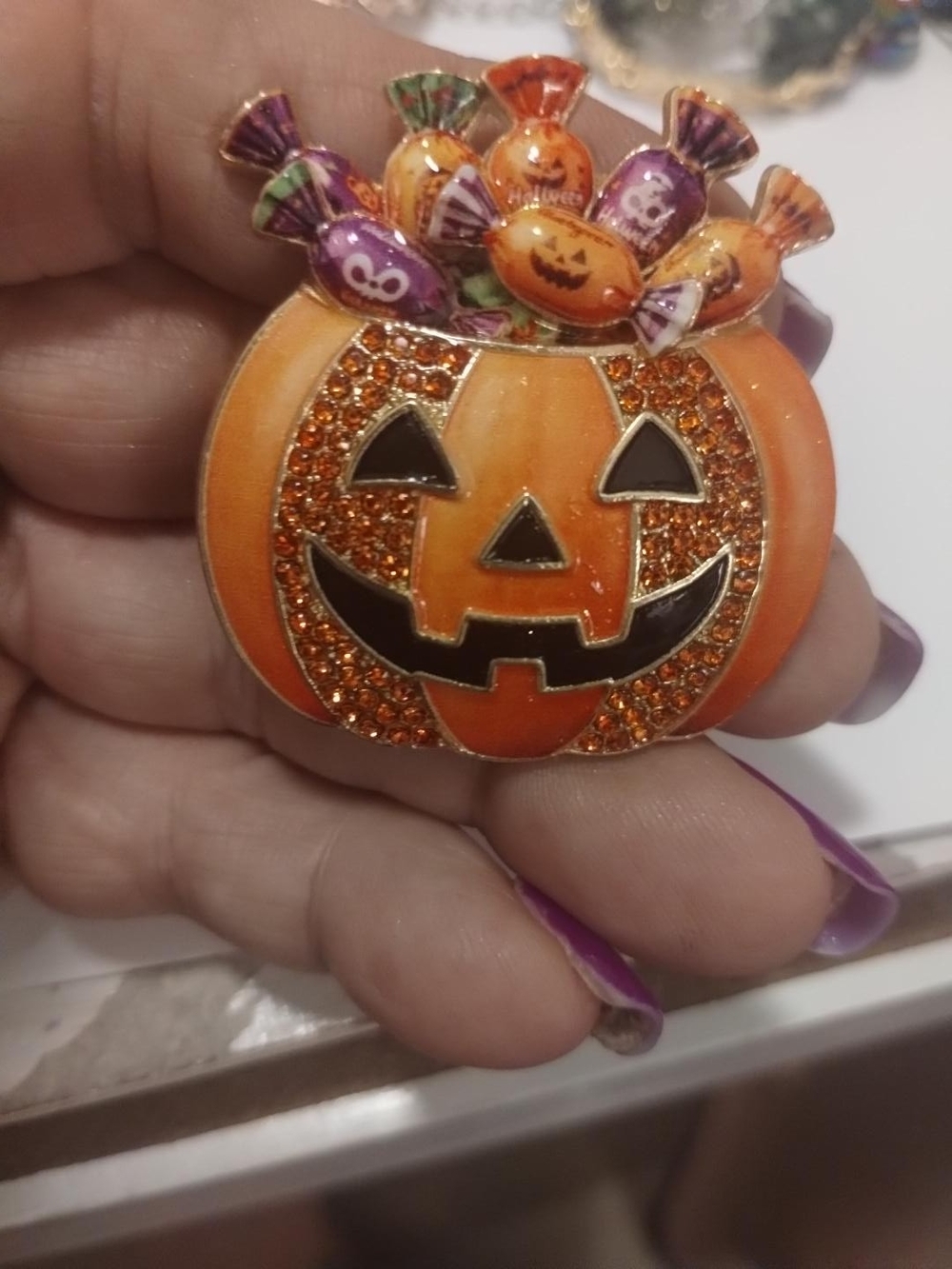 Halloween Pumpkin Brooch Costume Accessory - Orange